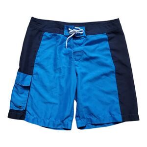 Threads 4 Thought Shorts Swim Trunks Men 33" Blue Sustainable Apparel Travel EUC